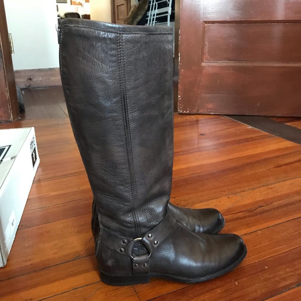 Frye Phillip Harness Tall Boot, Grey